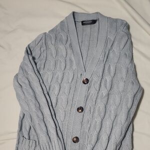 Merokeety Women's Light Blue Cable Knit Cardigan